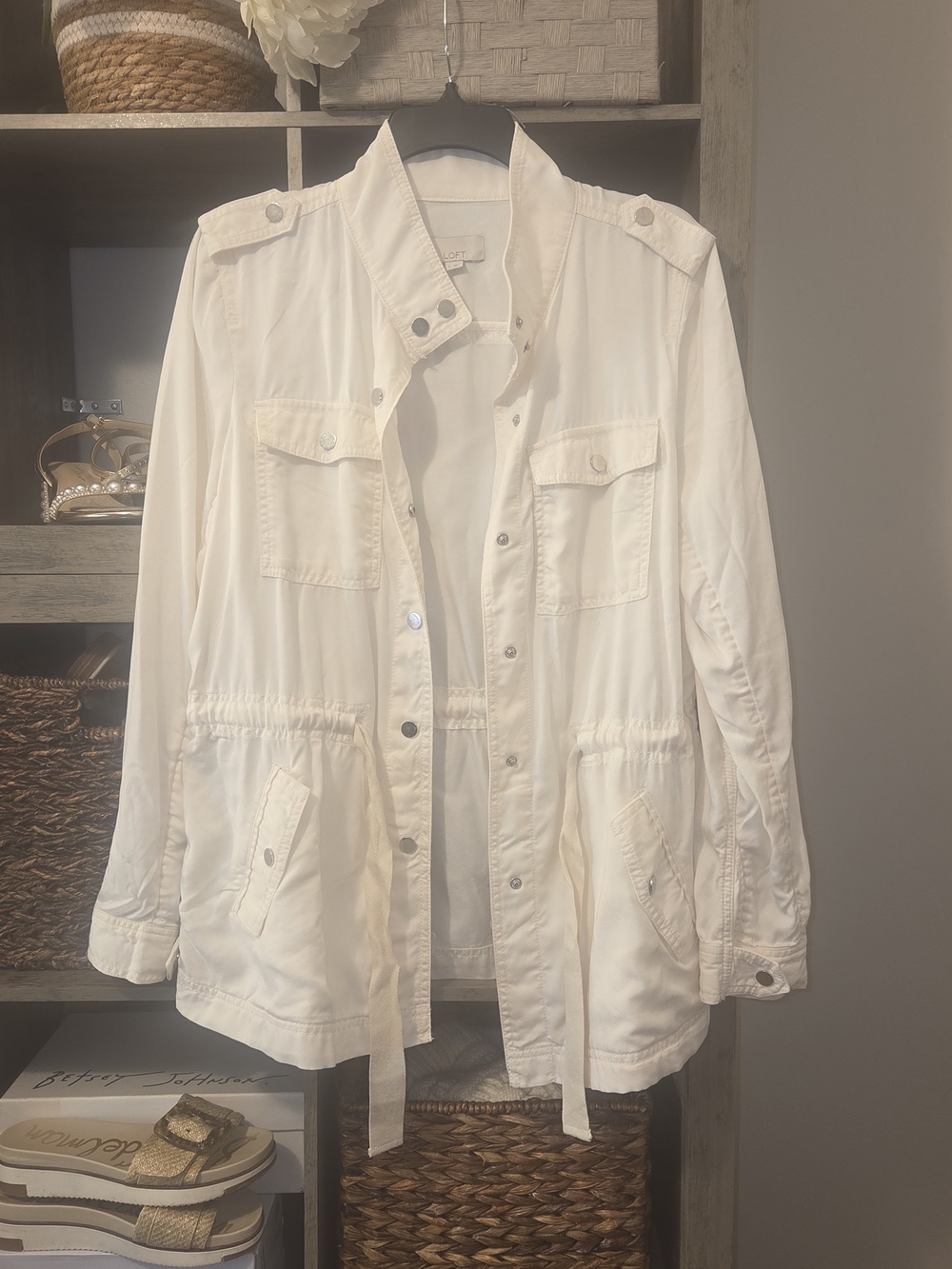 LOFT Cream Drawstring Utility Jacket - Picture 3 of 8